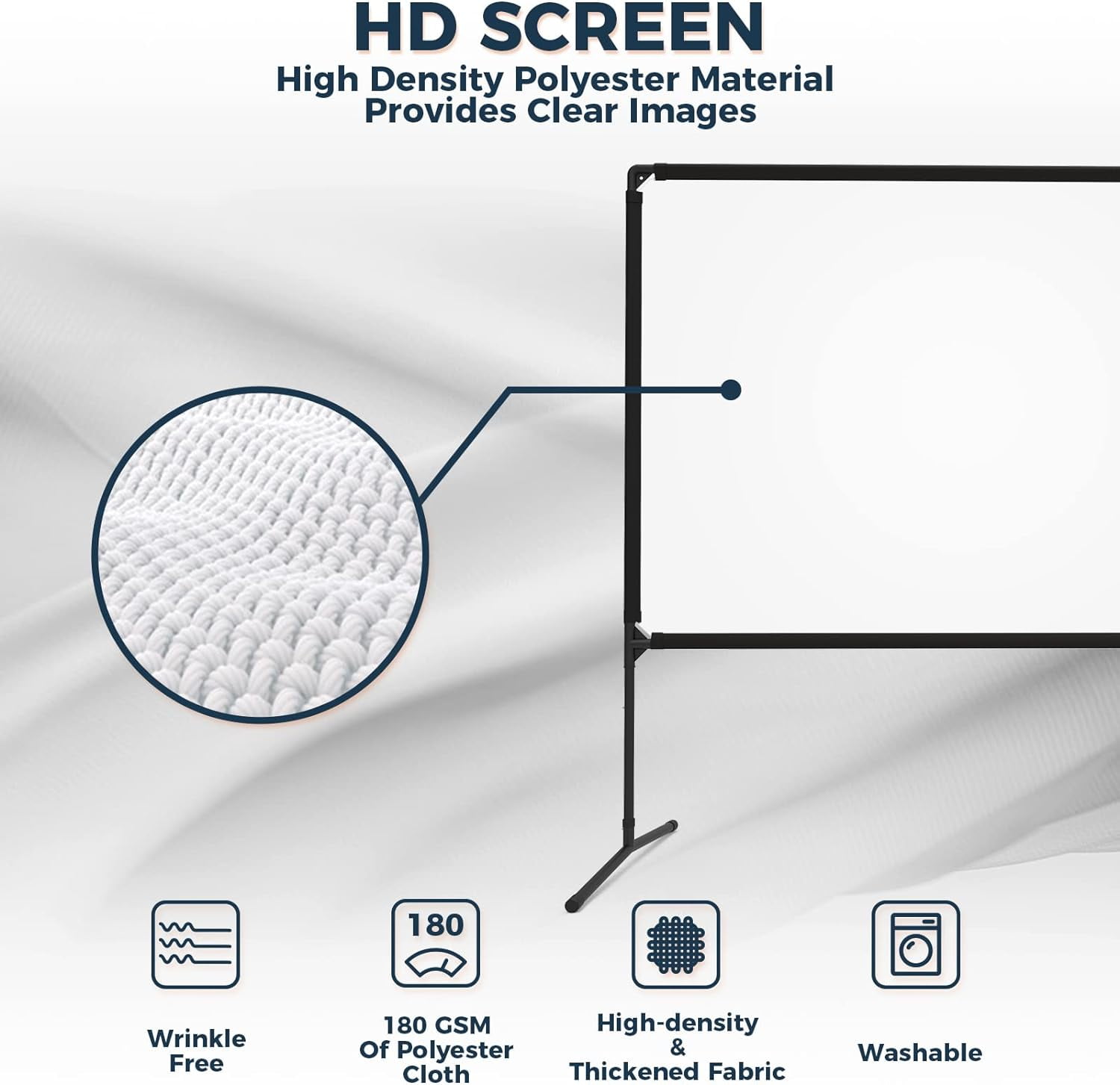 GT GETCO TECH Portable Projector Screen and Stand, 100 inch Outdoor Projector Screen, 16:9 4K HD Movie Screen, Support Double Sided Projection
