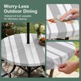 thumbnail image 5 of Round Outdoor Tablecloth with Umbrella Hole and Zipper, Grey Striped Tablecloth with Elastic Waterproof, Blue Geometric Line Stripes Farmhouse Patio Table Covers for 36" - 44" Picnic Pool Tables, 5 of 9