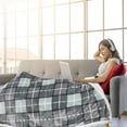 thumbnail image 3 of Grey Plaid Decorative Throw TV Sherpa Blanket, Soft, Warm, Comfy, Plush Fleece for Bedding, Couch and Cabin, Red Blue Buffalo Throw Blanket, 50"" x 60""., 3 of 7