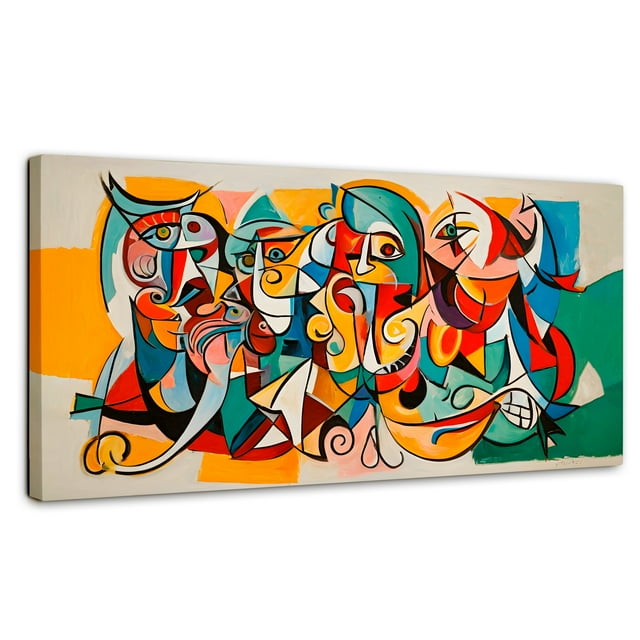 Cuadro Decorativo Canvas Colorido Cubismo 140x70