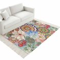 thumbnail image 4 of Boho Floral Washable Area Rug 3'x5', Bohemia Colorful Mandalas Botanical Flower Woven Cotton Tassels Kitchen Rugs, Non Slip Indoor Door Mat Throw Carpet for Entryway Living Room Nursery Laundry Room, 4 of 9