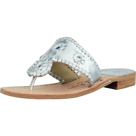 - Jack Rogers Women's Hamptons Flat Leather Silver Ankle-High Sandal - 7M