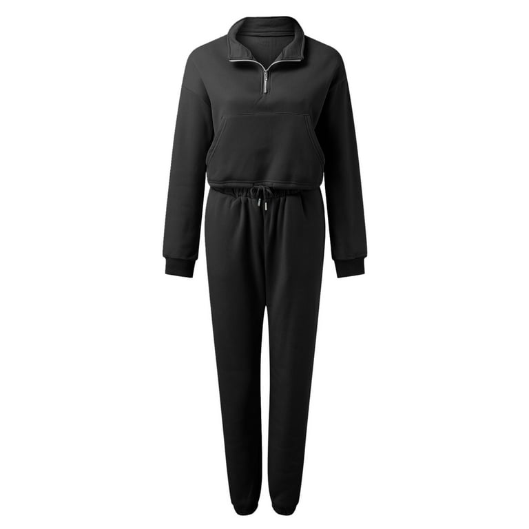 PMUYBHF Womens 90S Outfit Tracksuit Women Two Piece Outfits Long Sleeve  Half Zip Crop Sweatsuit with Jogger Pants Sets with Pockets 90S Outfit for Women  Plus Size 4X 