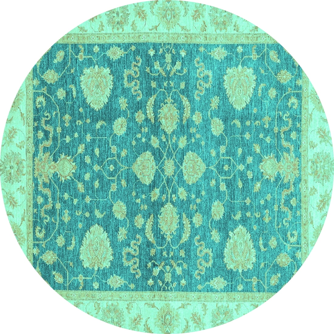 Ahgly Company Indoor Round Oriental Turquoise Blue Traditional Area ...