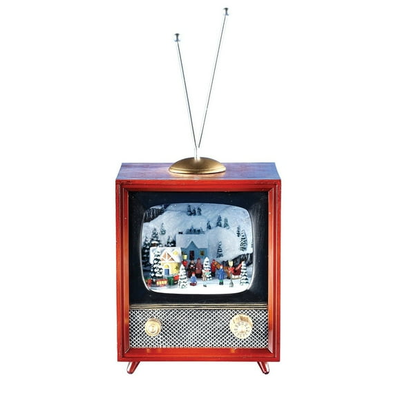 Musical TV Figurine with Rotating Train