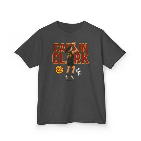 Caitlin clark #22 Women Basketball Cartoon Kids Heavy Cotton Tee-KWBCC2268B-Dark Heather-XS