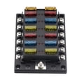 thumbnail image 4 of 12 Way Blade Fuse Block, 12V Automotive Fuse Box Holder, Waterproof Cover with Negative Bus Fuse Panel LED Indicator for Automotive Car Truck Boat Marine RV Van, 4 of 7