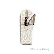Michael Kors Adult Saffiano Leather Chain Zip Crossbody Handbag, Vanilla/Powder Blush