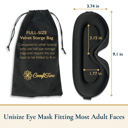 ComfiTime 3D Sleep Mask - 100% Blackout Eye Mask for Sleeping, Eye Covers for Men,Women,Kids, Contour Blindfold with Nose Baffle, Soft & Lightweight Sleep Eye Blinders , Latex-Free, Black