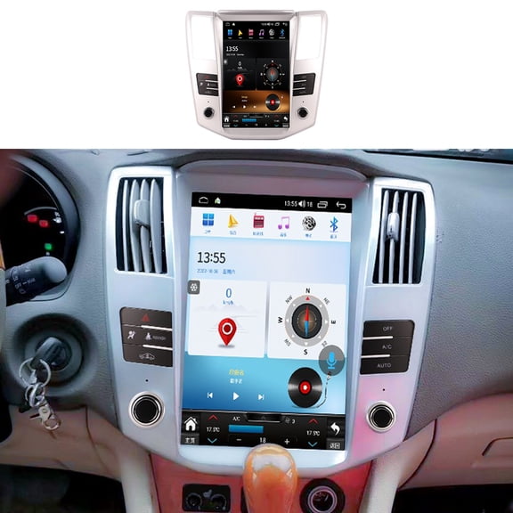 ZWNAV 12.1 inch Car Radio for Lexus RX300 2004-2008 Tesla-style Android multimedia player with in-car touchscreen stereo head unit.