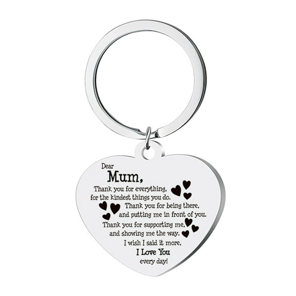 Mightlink Mother Day Keychain Heart Shaped Pendant Stainless Steel Decorative Keyring Mom Love Care Reminder Perfect Gift