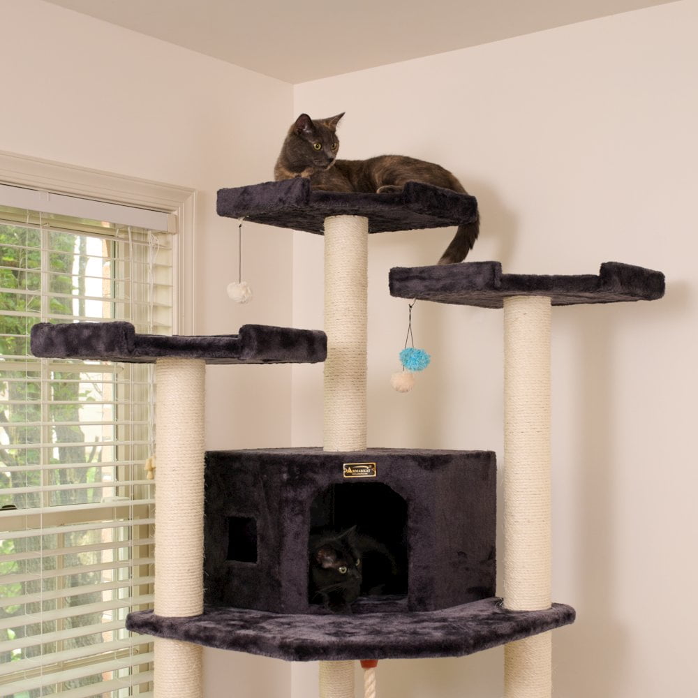 Armarkat 82 Inches Multi-Level Big Cat Tree. Tall Multi-Cats Tower with 2 Big Cat Condos