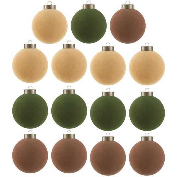 Xinwanna 15 Pcs Velvet Christmas Ball Ornaments 3.15 Inch Flocked Plastic Ball Xmas Tree Hanging Decoration for Holiday Party Decor (Mix Color)
