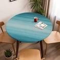 thumbnail image 5 of Ombre Green Blue Elastic Fitted Round Table Cover Abstract Art Waterproof Outdoor Tablecloth for Holiday Party, Picnic, Patio & Dining Fits Tables Up to 36"-44", 5 of 8