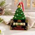 thumbnail image 4 of Christmas Cash Gift Holder Ornament with Festive Tree Design, Standard Size, Green and Gold Wooden Craft, for Holiday Gifting Decoration, 4 of 4