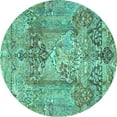 thumbnail image 1 of Ahgly Company Machine Washable Indoor Round Persian Turquoise Blue Traditional Area Rugs, 3' Round, 1 of 4