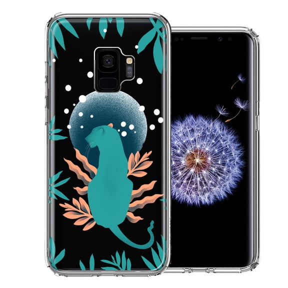 MUNDAZE for Samsung Galaxy S9 Moon Green Jaguar Design Double Layer Phone Case Cover