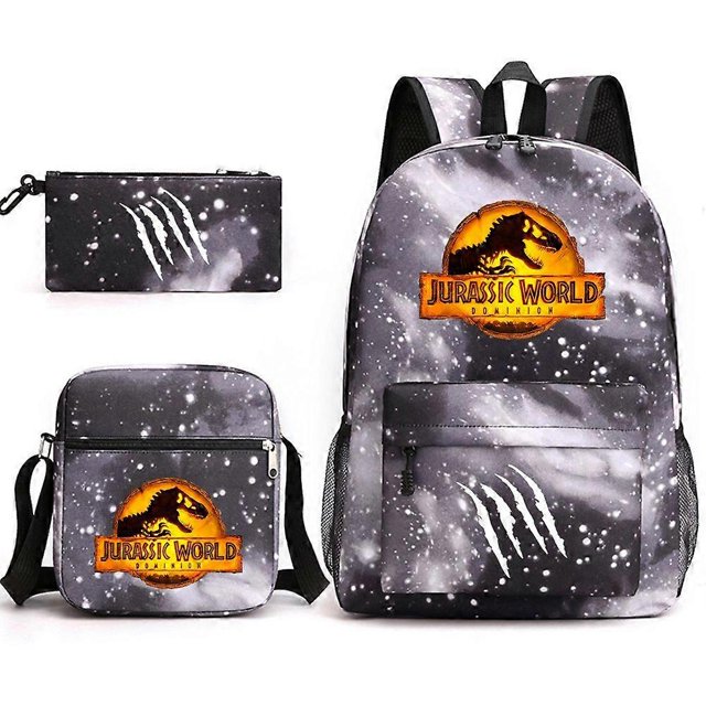 Three-piece schoolbag casual backpack for boys and girls students with printed large capacity outdoor backpack