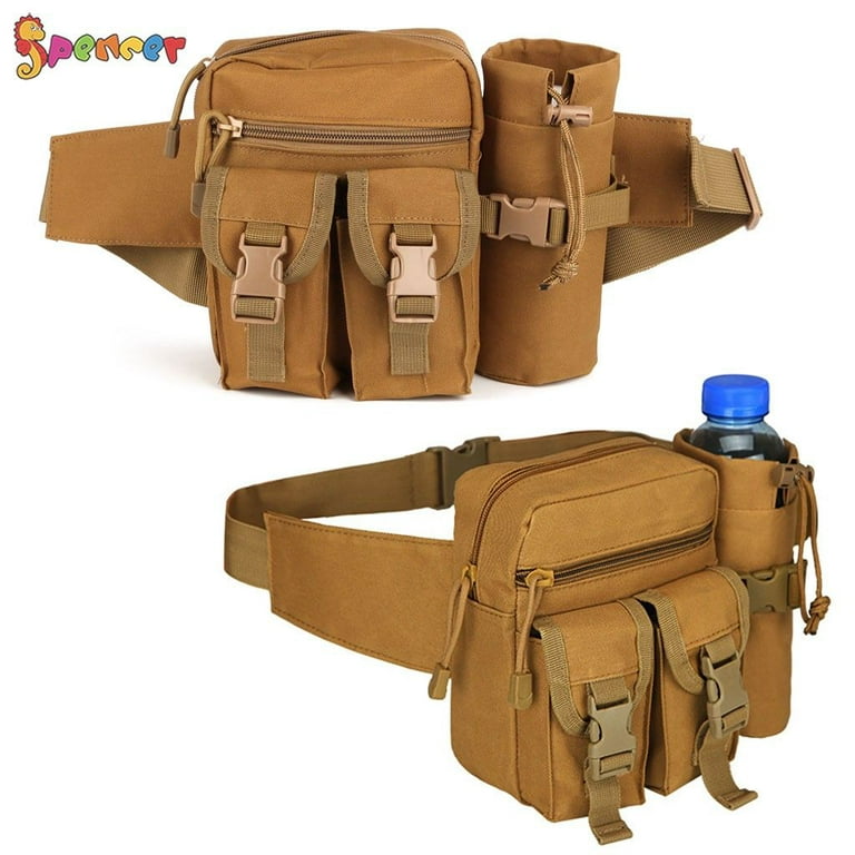 Spencer Unisex Tactical Fanny Pack Military Waist Bag Utility Belt Waterproof with Water Bottle Holder for Hiking Camping Fishing ACU, Adult Unisex