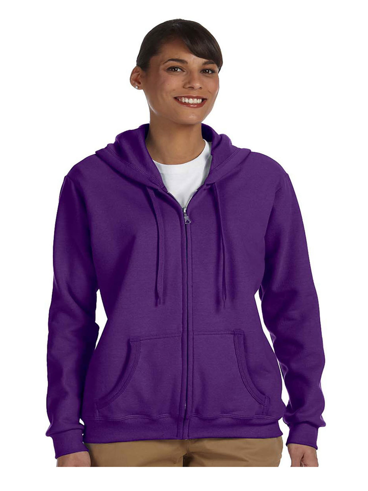 Gildan Women's Blend Full Zip Hooded Pouch Pocket Sweatshirt, Style ...