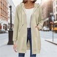 thumbnail image 2 of Domzest Zip Up Hoodie Women 2026 Fall Casual Long Tunic Sweatshirts Oversized Hooded Jacket Coat With Zipper Pockets Beige L, 2 of 6