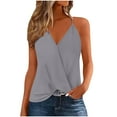 thumbnail image 3 of Fanxing Gray Womens Spaghetti Strap Camisoles Xl Trendy Pleated V Neck Tank Tops Sleeveless Dressy Flowy Tunic Shirts （Women's S-2XL), 3 of 7