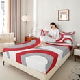 thumbnail image 4 of Homewish Abstract Stripes Boy Girl Full Size Sheets 4-Piece,Geometric Circle Breathable Bed Sheets,Vintage Aesthetic Lightweight Sheet Sets,Breathable Home Decor, 4 of 7