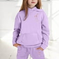 thumbnail image 2 of Toddler Girls Outfits Sets Hoodie Pants Kids Casual Letter Print Sweatshirt Joggers Comfy Two Piece Winter Fall Girls Clothes Purple Size 2-3T, 2 of 4