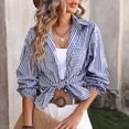 thumbnail image 3 of AherBiu Women's Striped Button Down Shirts Casual Long Sleeve Lapel V Neck Tops with Pockets Women Blouse, 3 of 3