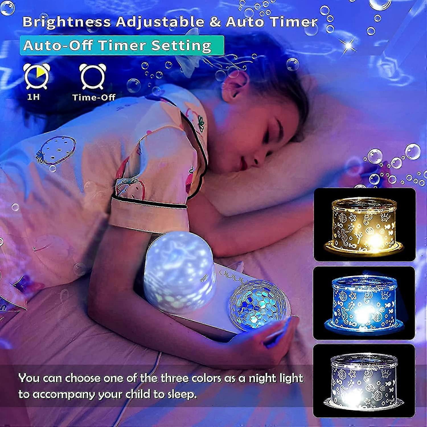 360 °   Rotating Galaxy Projector - Ocean Wave & Star Night Light for Bedroom, 6 Color Modes, N Zekai
