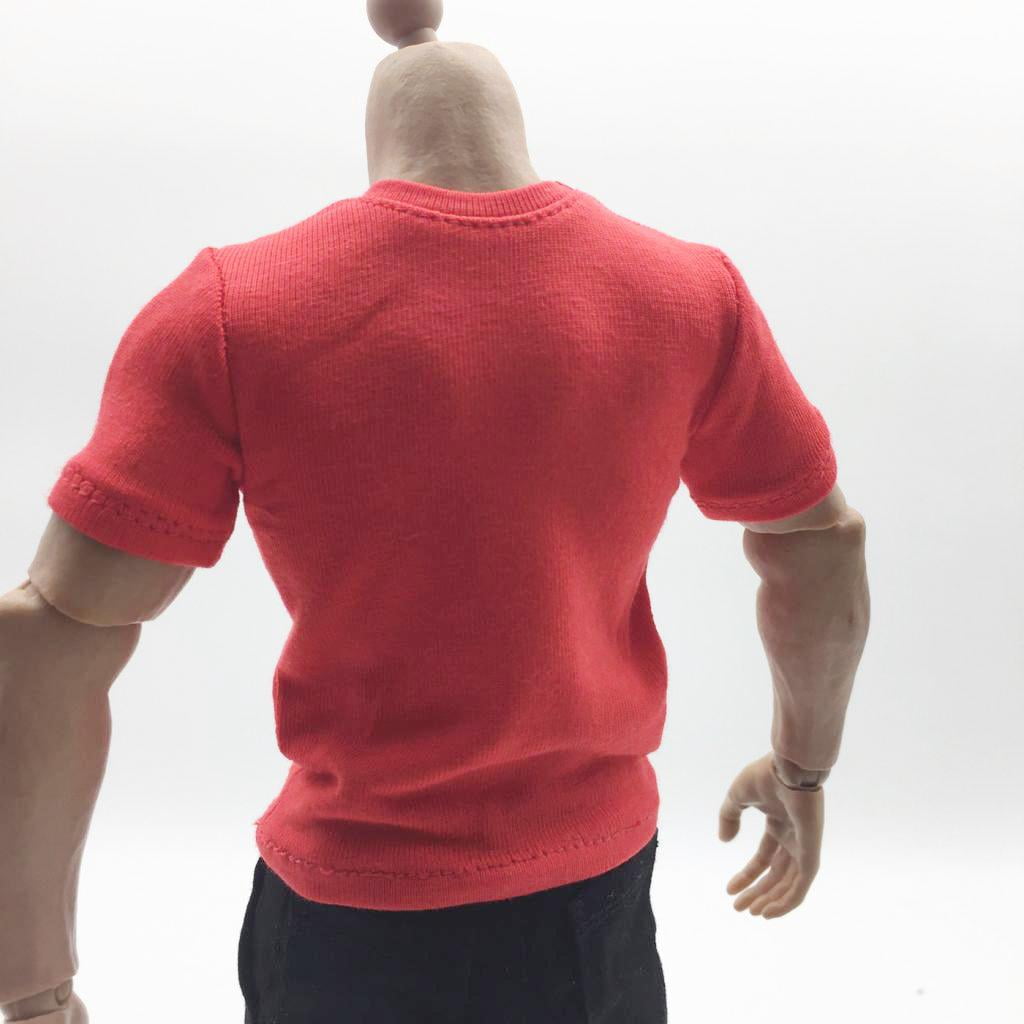 1/6 Scale Tee Black Short Sleeves T-Shirt Red Heard For 12" Action Figure 