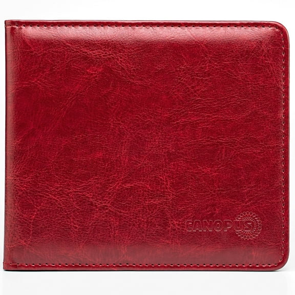 Canopus Car Registration and Insurance Holder, PU Leather Glove Box Organizer with Embossed Design, Compact Document Organizer, Red