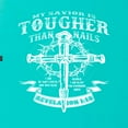 thumbnail image 3 of Wild Bobby, My Savior Is Tougher Than Nails Revelation 1:18, Inspirational Christian, Women Slim Fit Junior Tee, Tahiti Blue, X-Large, 3 of 5