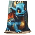 thumbnail image 2 of Balery Adorable Blue Baby Dragon Manta de Felpa Suave y Acogedora – Cobija de Franela Aterciopelada para Cama, Lavable y Cálida para Sofá, Mascotas, Transpirable-40"x30", 2 of 7