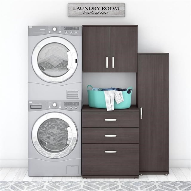 Pemberly Row Ensemble de Rangement Modulaire pour Buanderie de 3 Pcs en Gris Orage