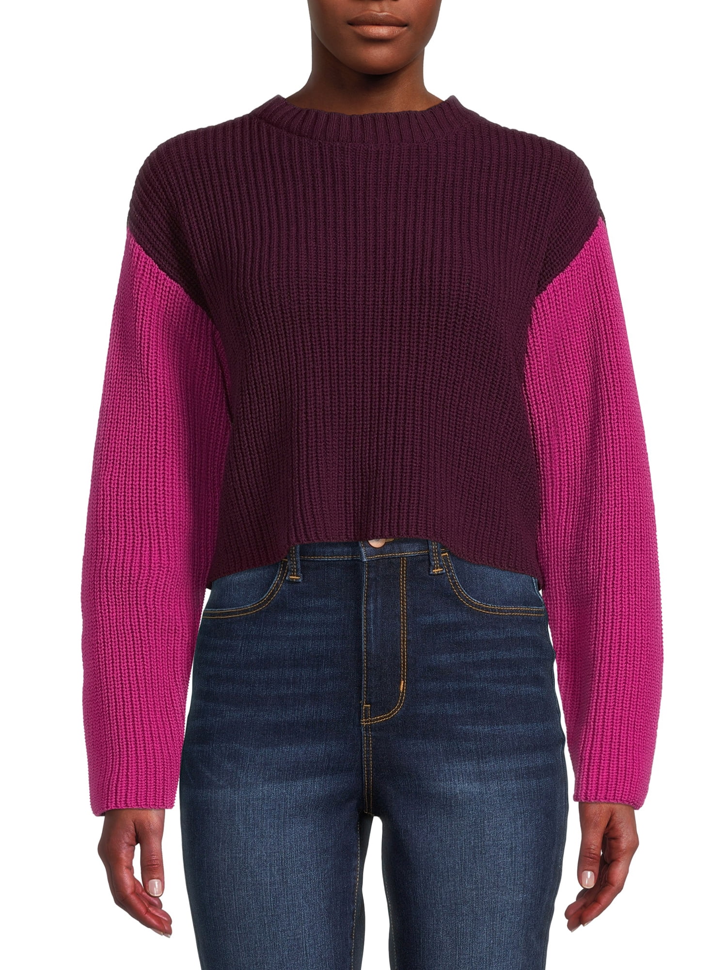 Kendall + Kylie Juniors Colorblocked Shaker Mock Neck Sweater