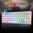 thumbnail image 4 of UK Layout 60% True Mechanical Gaming Keyboard Type C Wired 62 Keys LED Backlit USB Waterproof Keyboard 14 Chroma RGB Backlight Full Anti-ghosting Keys for Computer/PC/Laptop/MAC (White/Red Switch), 4 of 5