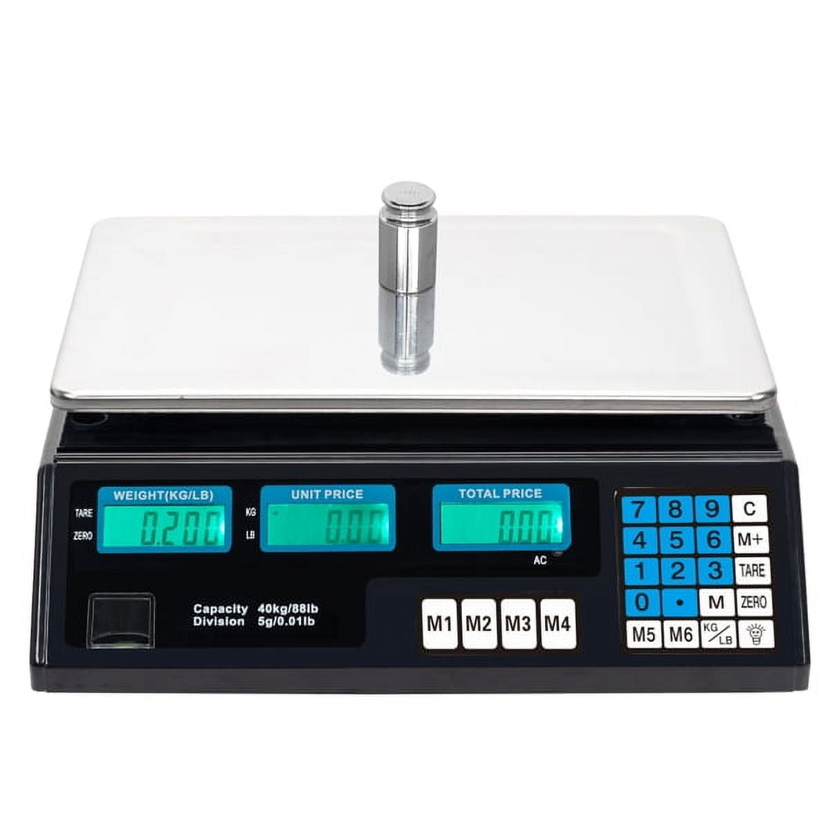 Computing Scale, 40kg/5g Digital Retail Scale / Backlit LCD, PLU Memory & Accounting