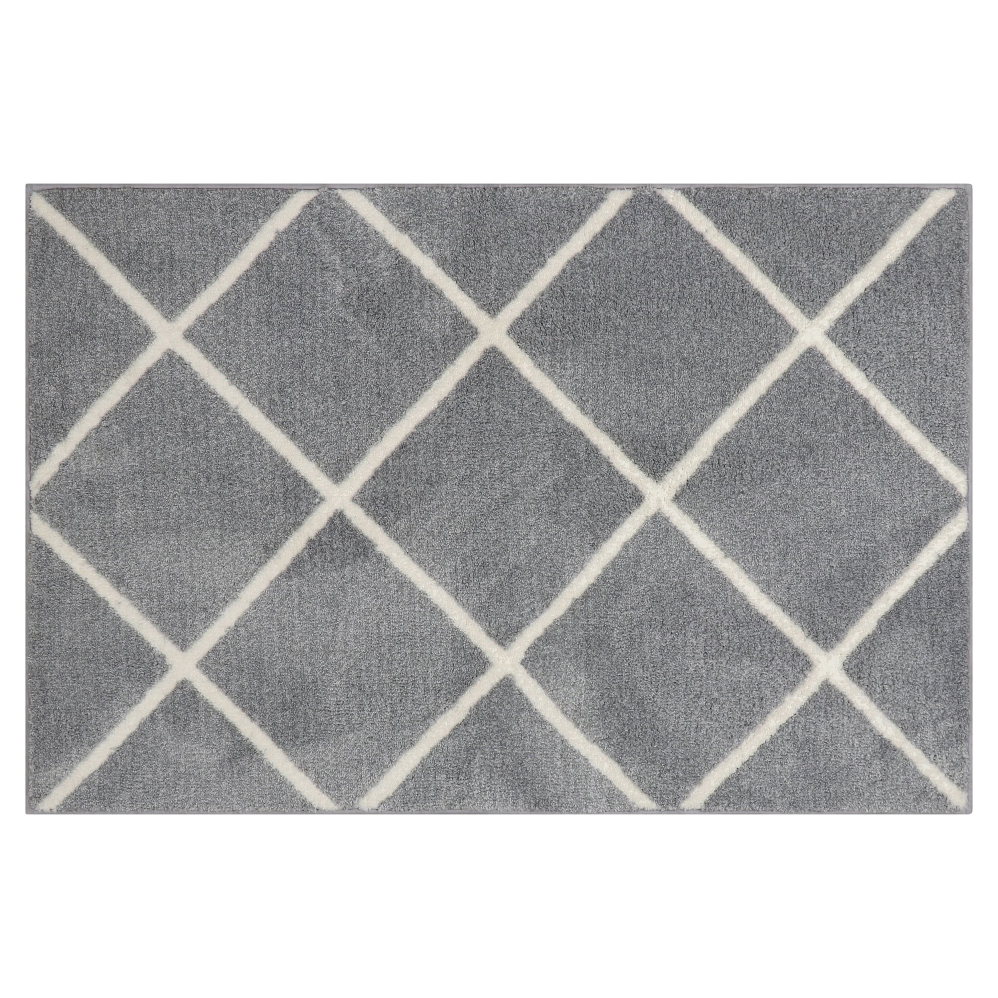 Mainstays Diamond Plush Gray Indoor 30 in x 45 in Accent Rug
