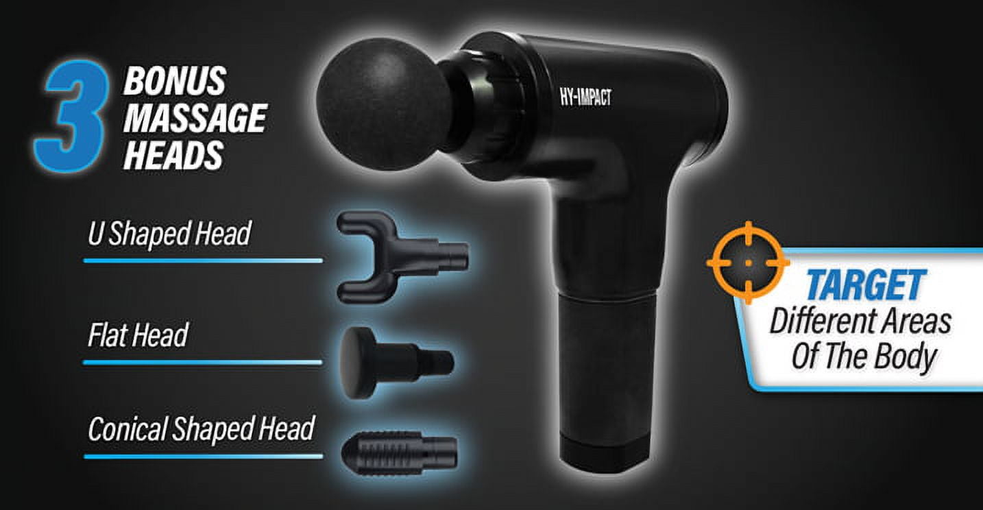 HY IMPACT Deep Tissue Cordless Muscle Massager with Four Interchangeable Massaging Heads Walmart