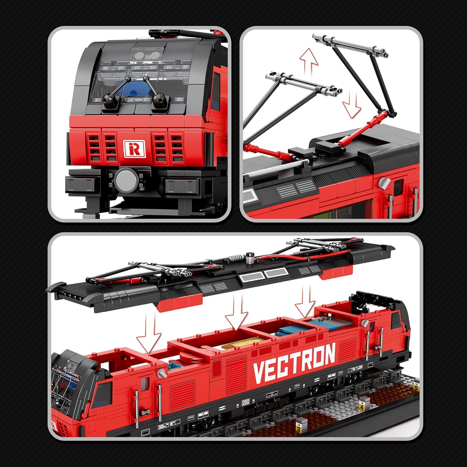 Reobrix 66019 Vectron Locomotive Building Blocks Set, Train Model Building Kit with Train Tracks, Train Toy for Teens 14+ and Adults, 1757 PCS