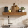 thumbnail image 5 of Wall Floating Shelves, Rustic Wood Wall Shelf Handmade (Light Walnut, 24 Inch - 2 Pack), 5 of 9