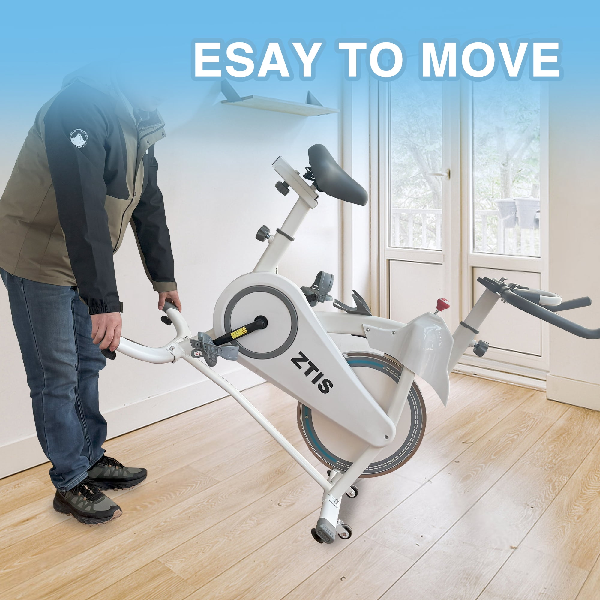 Ztis Exercise Bike, Indoor Cycling Bike Brake Pad/Magnetic Stationary Bike for Home, Adjustable Resistance Silent Belt Drive, Cycle Bike with Comfortable Seat Cushion