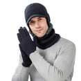 thumbnail image 3 of PuSpu Men's Thick Warm Knitted Hat Scarf Gloves Three Piece Set Outdoor Commuting With Fleece And Warm Touch Screen Gloves, 3 of 3