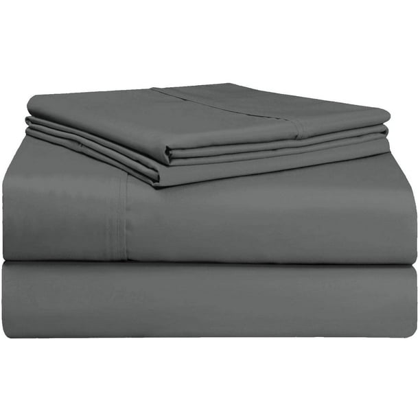 Pizuna 400 Thread Count Dark Grey Twin XL Sheets Set, 100 Long Staple Cotton Soft Sateen Bed