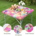 thumbnail image 4 of Colorful Tie Dye Pattern Square Fitted Tablecloth with Elastic Edge,Square Table Cover,Washable Elastic Table Cover for Home Kitchen Party Decor 36"x36", 4 of 6