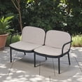 thumbnail image 3 of Tcbosik Outdoor Loveseat with Cushion, Weather-Resistant Sofa with PP Frame, 2-Seater Couch for Balcony, Porch, Backyard, Beige & Black, 3 of 10