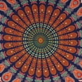 thumbnail image 4 of Bless International Indian hippie Bohemian Psychedelic Golden Blue Peacock Mandala Wall hanging Bedding Tapestry (Golden Red Green, King (88x104Inches)(225x265Cms)), 4 of 4