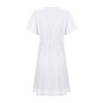 thumbnail image 6 of vigerkar 2025 Women Summer Short Dress V Neck Short Sleeve A Line Hollow Out Lace Ruffle Cute Casual Beach Party Dresses White, XXL, 6 of 9