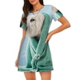 thumbnail image 1 of Xecao Chemise de Nuit Ample pour Femmes, Manches Courtes, Imprimé Décontracté, 1 of 6